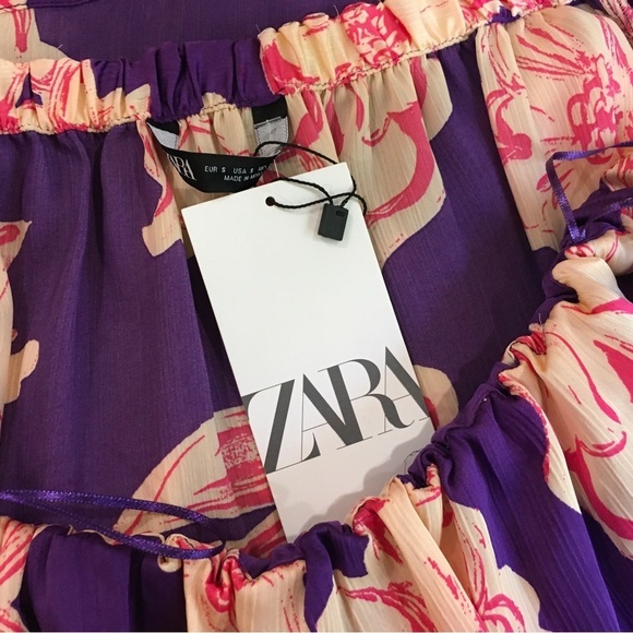 Zara top off shoulder blouse ruffle purple size small new - Picture 7 of 10